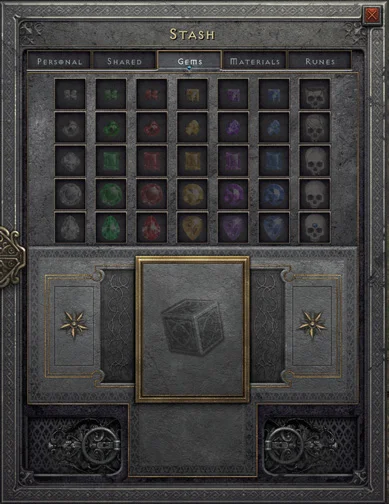 Stackable gems stash tab in Diablo 2 Resurrected