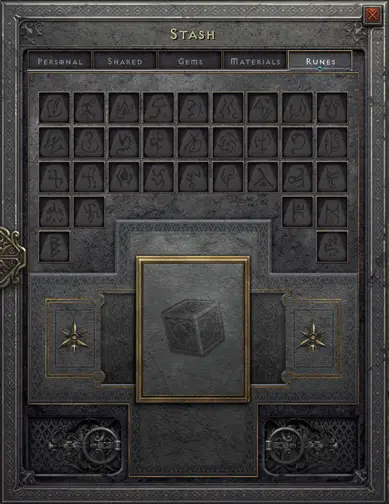 Stackable runes stash tab in Diablo 2 Resurrected