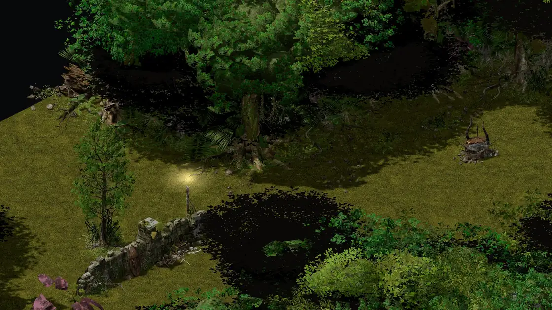 Flayer Jungle Pygmy SW clearing with the Flayer Dungeon: the Gidbinn altar on screen