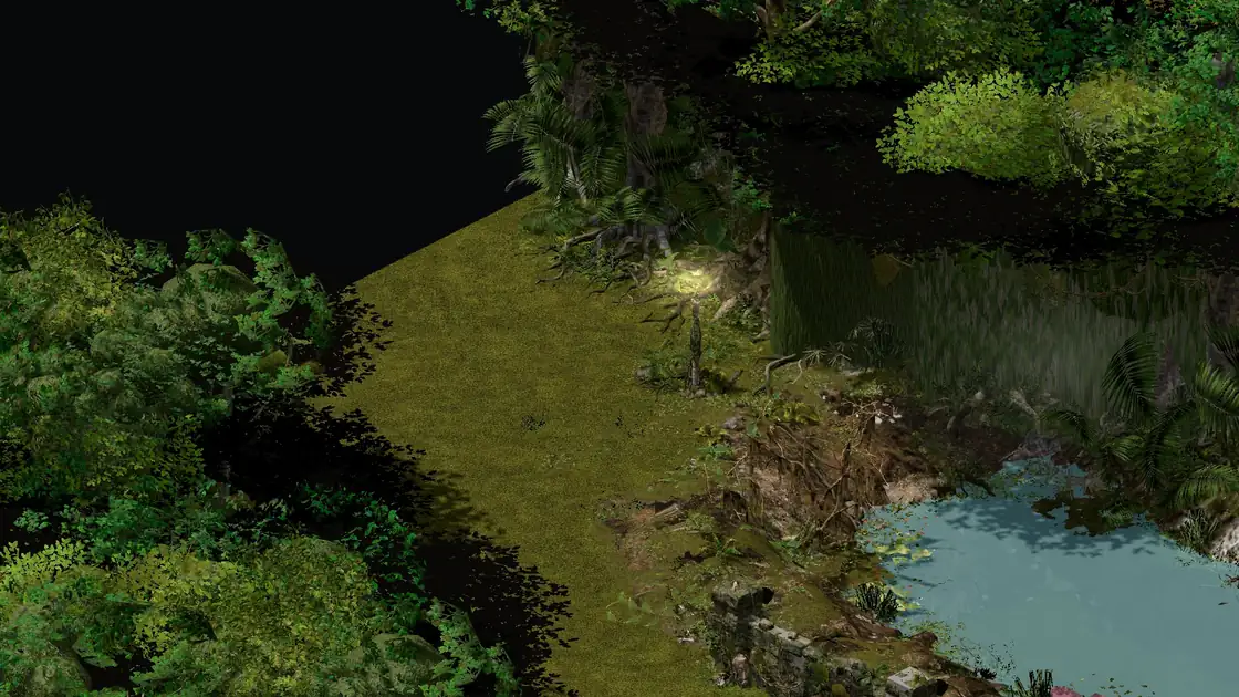 Flayer Jungle Pygmy W decoy clearing: a pond right after the gap
