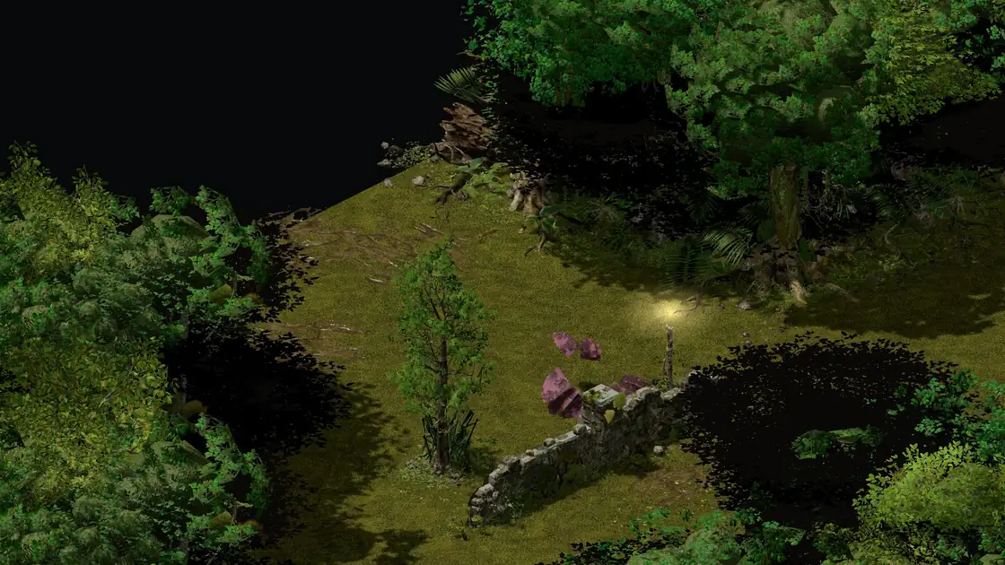 Flayer Jungle Pygmy W clearing with the Flayer Dungeon: dry ground after the gap