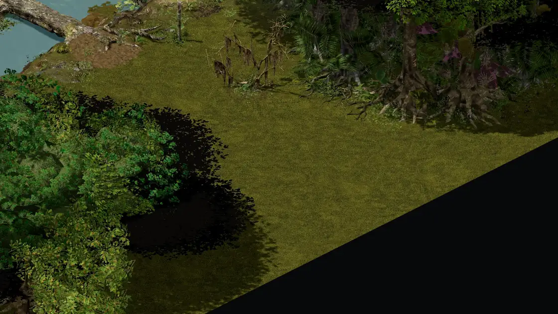 Great Marsh Boggy E waypoint clearing: a fallen tree trunk bridges the water