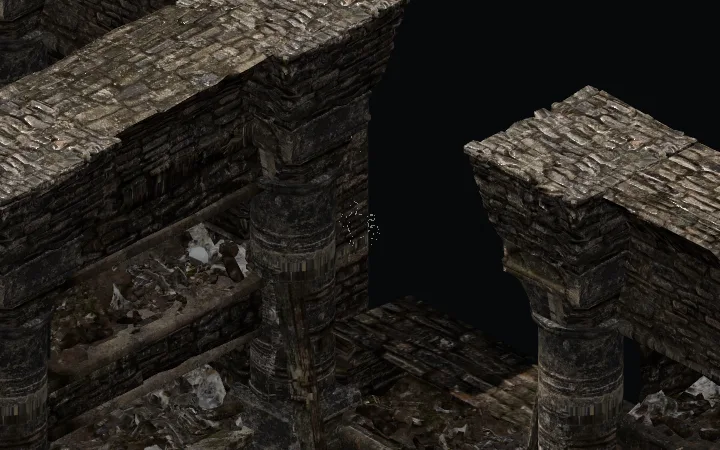 Costdownkevin chalk stick figure on a wall in Crypt, Mausoleum & Tower Cellar, Diablo 2 Resurrected HD