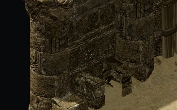 Costdownkevin chalk stick figure on a wall in Duriel's Lair, Diablo 2 Resurrected HD